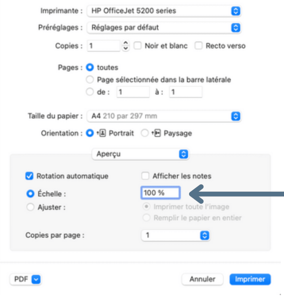 Comment régler l'impression de son patron de couture PDF sur 100%