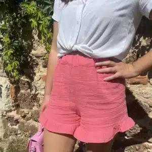 Patron short femme à volant détails zoomé